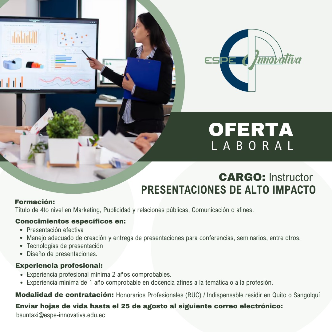 INSTRUCTOR PRESENTACIONES DE ALTO IMPACTO